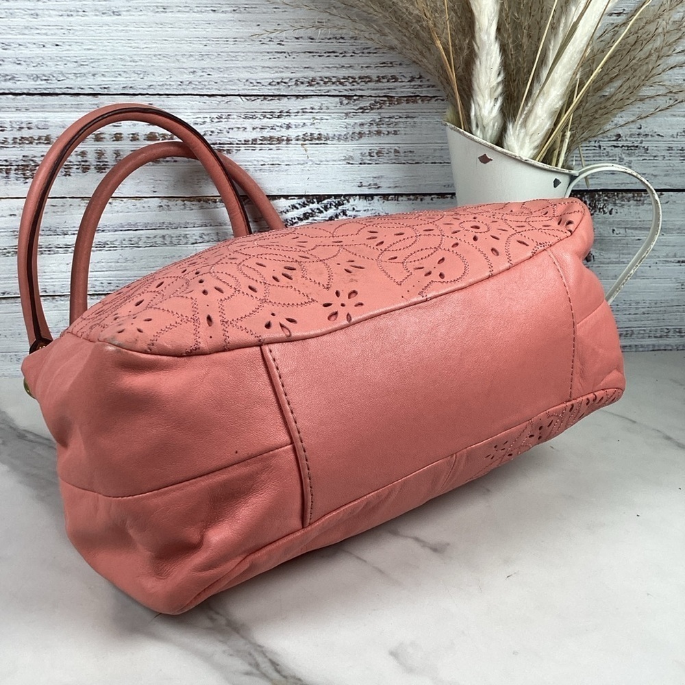 COACH 22485 VINTAGE ASHLEY TOSSED LASER CUT LEATHER SHOULDER BAG PINK CORAL HOB - Picture 6 of 16
